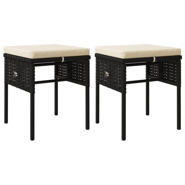 6-tlg. Garten-Lounge-Set mit Kissen Schwarz Poly Rattan