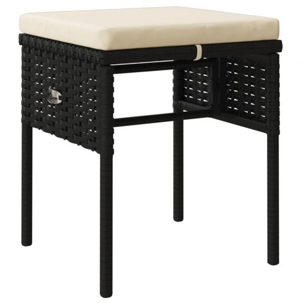 6-tlg. Garten-Lounge-Set mit Kissen Schwarz Poly Rattan