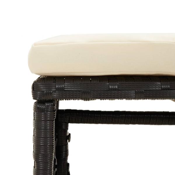 6-tlg. Garten-Lounge-Set mit Kissen Schwarz Poly Rattan