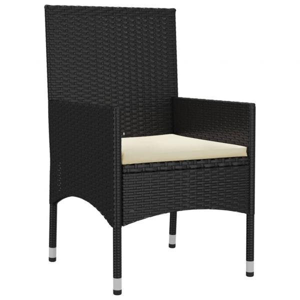 6-tlg. Garten-Lounge-Set mit Kissen Schwarz Poly Rattan