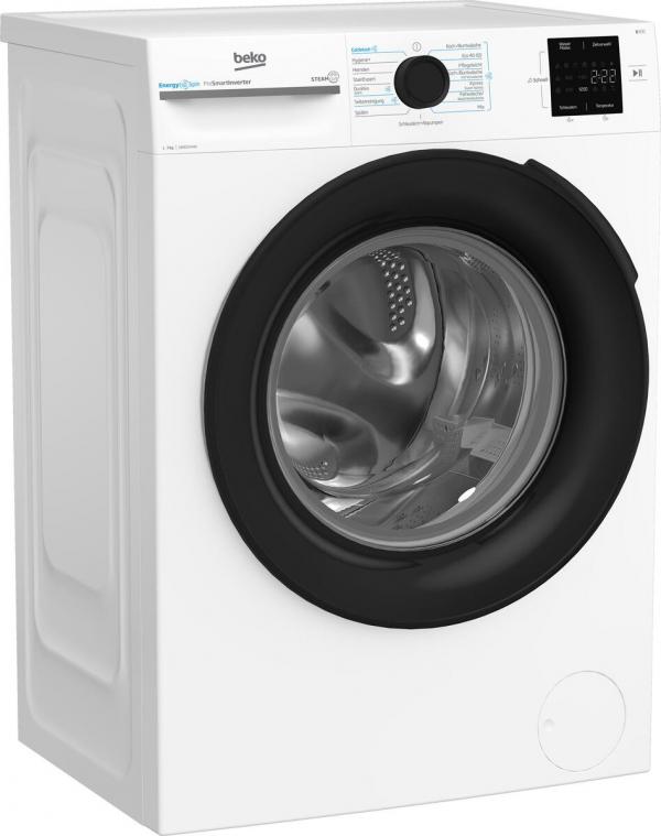 Beko BM3WFU3741X 7 kg Frontlader Waschmaschine, 60 cm breit, 1400 U/Min, EnergySpin, Kindersicherung, 15 Programme, SteamCure, weiß