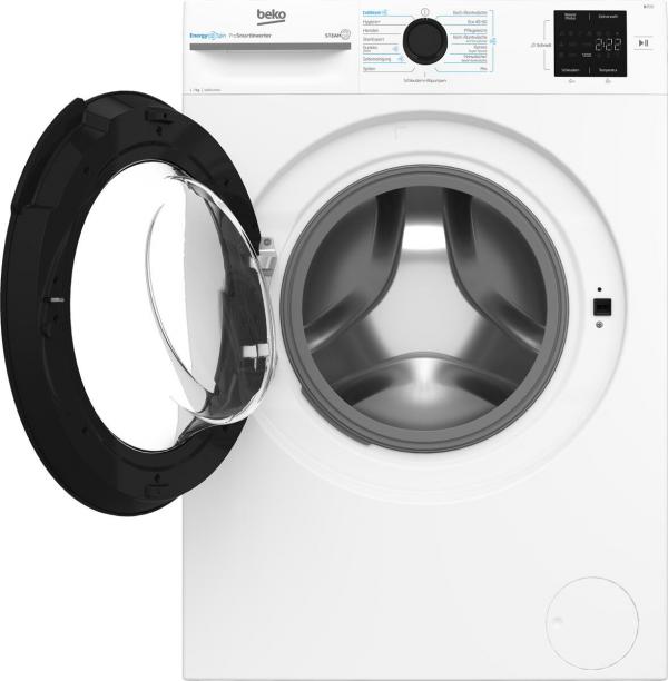 Beko BM3WFU3741X 7 kg Frontlader Waschmaschine, 60 cm breit, 1400 U/Min, EnergySpin, Kindersicherung, 15 Programme, SteamCure, weiß