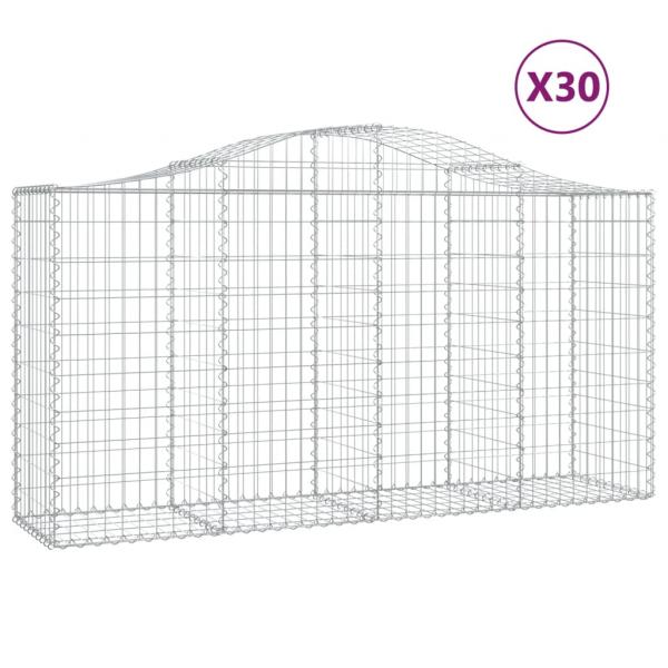 Gabionen mit Hochbogen 30 Stk 200x50x100/120cm Verzinktes Eisen