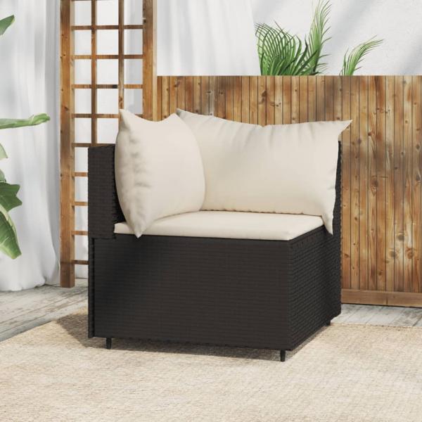 ARDEBO.de - Garten-Ecksofa mit Kissen Schwarz Poly Rattan