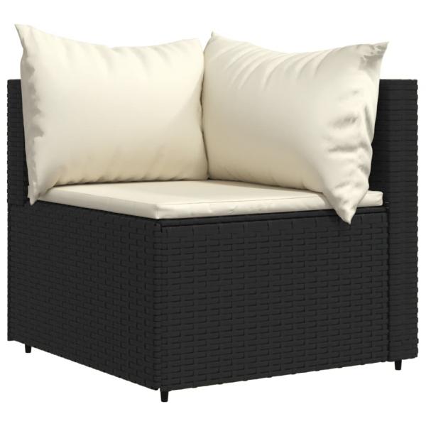 Garten-Ecksofa mit Kissen Schwarz Poly Rattan