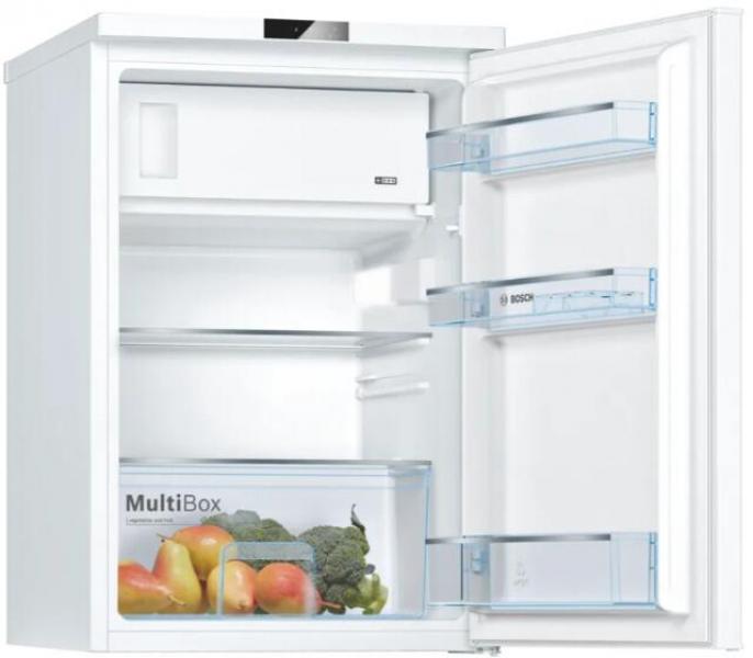 Bosch KTL15NWEB Serie 2 Stand Tischkühlschrank, 56 cm breit, 120 L, MultiBox, LED Beleuchtung, Supergefrieren, Superkühlen, weiß