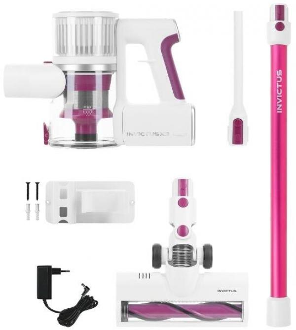 INVICTUS X3 Akkustaubsauger Set 11-tlg. Facelift, 160 W, Boostmodus, pink/weiß
