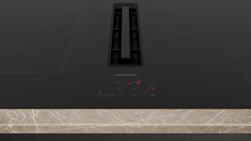 Siemens ED811BS16E iQ300 Induktionskochfeld mit Dunstabzug, 80cm breit, Rahmenlos aufliegend, schwarz