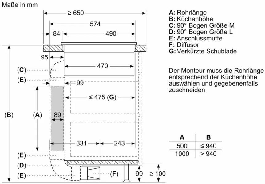 Siemens ED811BGA7 iQ300 Induktionskochfeld mit Dunstabzug+Flachkanal L(ED811BS16E+HZ9VDSB2), 80cm breit, Rahmenlos aufliegend, schwarz