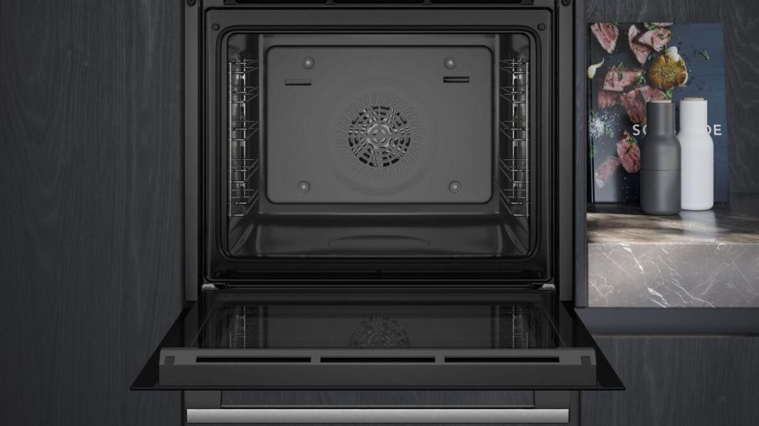 Siemens HR532GBS3 iQ300 A+ Einbaubackofen mit Dampfunterstützung, 60 cm breit, 71 L, EcoClean, cookControl15, Air Fry, edelstahl