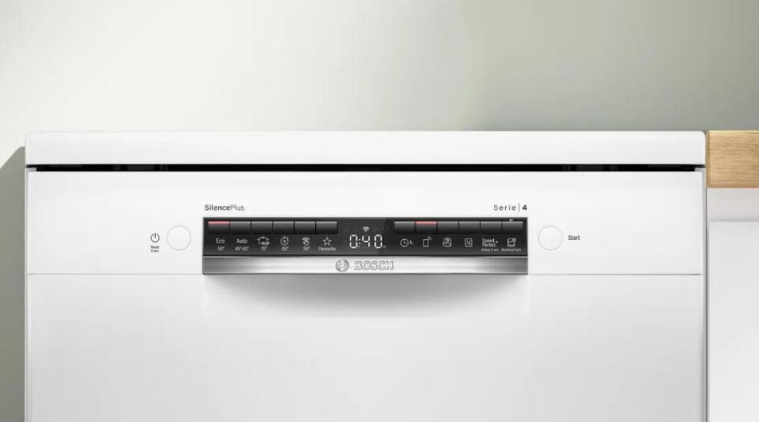 Bosch SMS4EVW08E Serie 4 Stand Geschirrspüler, 60 cm breit, 14 Maßgedecke, AquaStop, HomeConnect, weiß