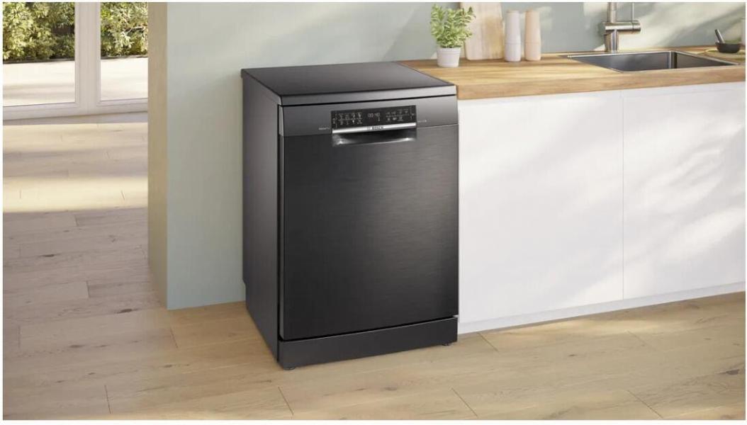 Bosch SMS6ECC12E Serie 6 Stand Geschirrpüler, 60 cm breit, 14 Maßgedecke, AquaStop, Kindersicherung, HomeConnect, Gebürsteter schwarzer Stahl mit Anti-Fingerprint