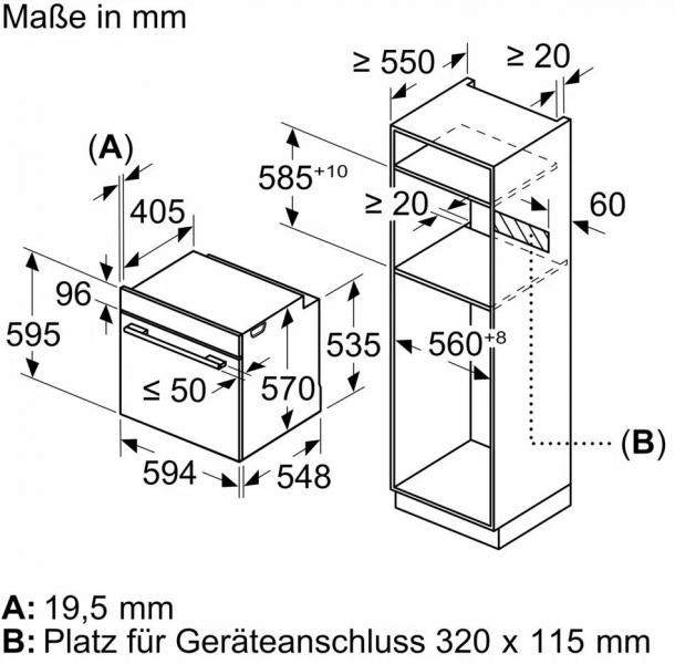 Siemens HR578GFS7F iQ500 A+ Einbaubackofen, 59,4 cm breit, 71 L, Dampfunterstützung, Edelstahl