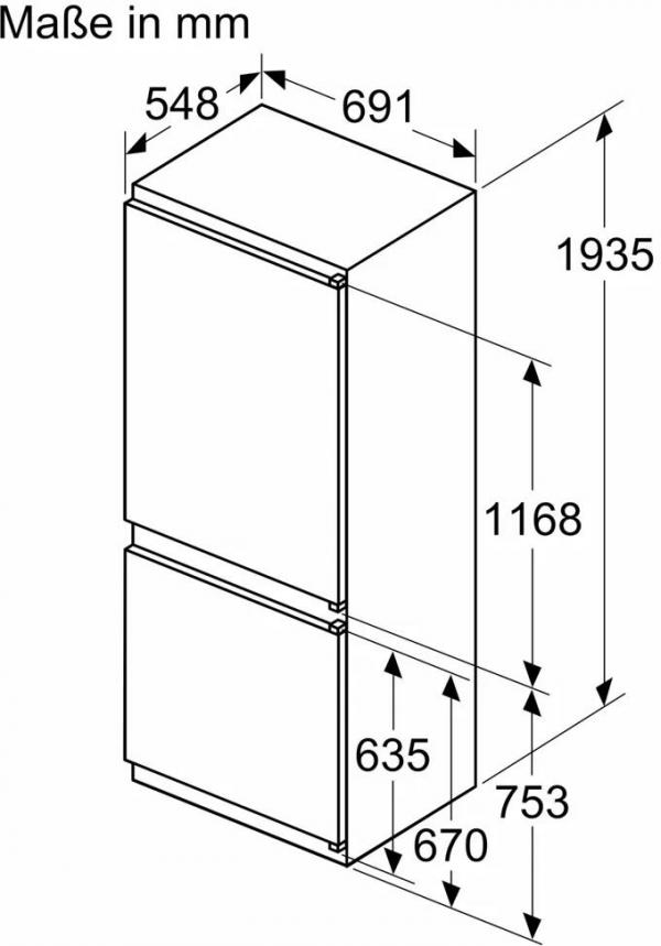 Siemens KB96NNSE0 iQ100 Einbau Kühl-/Gefrierkombination, Nischenhöhe: 194 cm, 285 L, NoFrost, Schlepptürtechnik, HomeConnect, hyperFresh
