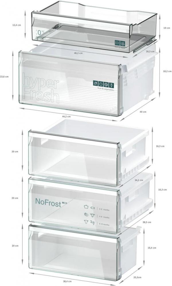Siemens KG39N2IAF iQ300 Stand Kühl-Gefrierkombination, 60 cm breit, 363, noFrost, multiAirflow-System, dimLight, gebürsteter Stahl AntiFingerprint