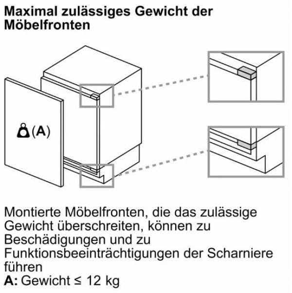 Bosch GUN21ADE0 Einbau Gefrierschrank, 60 cm breit, 85 L, Festtürtechnik, NoFrost, Supergefrieren, Energiesparfunktion, weiß