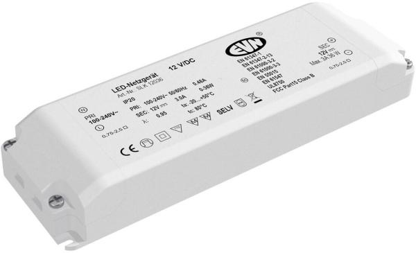 ARDEBO.de EVN SLK-Serie Netzgerät 12V/DC, 0,1-36W, IP20, Primär: 100-240V (SLK12036)