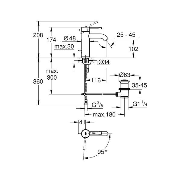 GROHE Essence Einhand-Waschtischbatterie, 1/2", S-Size, chrom (24180001)