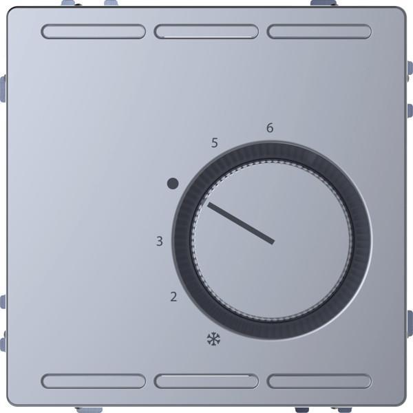 ARDEBO.de Merten Raumtemperaturregler mit Wechslerkontakt und Zentralplatte, System Design, 230V, Edelstahl (MEG5762-6036)