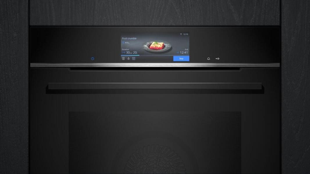 Siemens HB778G3B1 iQ700 A+ Einbau-Backofen, 60 cm breit, 71L, ActiveClean, cookControlPro, Home Connect , TFT-Full-Touchdisplay Pro, schwarz/edelstahl