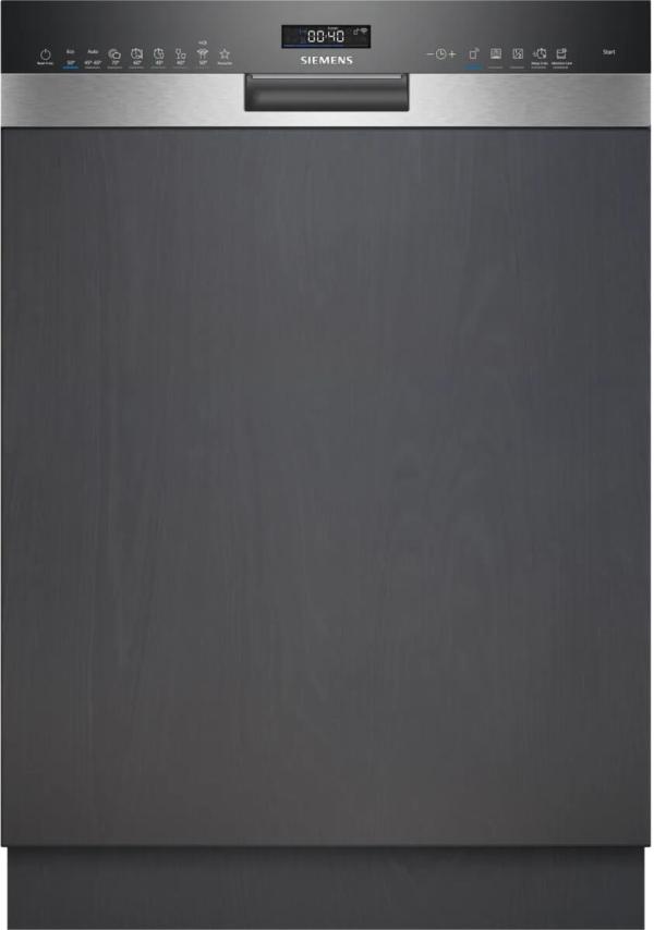 ARDEBO.de Siemens SN55ES12CE iQ500 Teilintegrierter Geschirrspüler, 60 cm breit, 14 Maßgedecke, aquaStop, HomeConnect, varioSpeed Plus, glassZone, emotionLight, gebürsteter Stahl