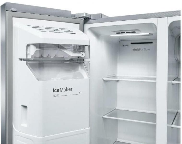 Bosch KAD93AIDP Serie 6 Stand Side-by-Side Kombination, 91 cm breit, 562 L, NoFrost, Crushed Eis, Eiswürfel, kaltes Trinkwasser, Festwasseranschluss, Gebürsteter Stahl Anti Fingerprint