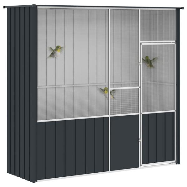 Voliere Anthrazit 215x78x200 cm Verzinkter Stahl