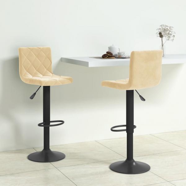 ARDEBO.de - Barhocker 2 Stk. Creme Samt