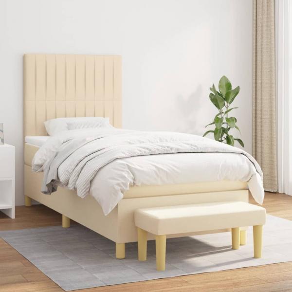 ARDEBO.de - Boxspringbett mit Matratze Creme 80x200 cm Stoff