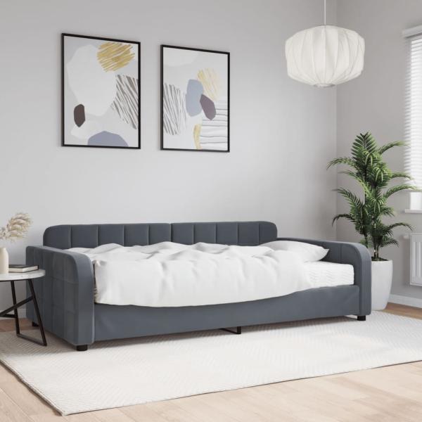 ARDEBO.de - Tagesbett mit Matratze Dunkelgrau 100x200 cm Samt