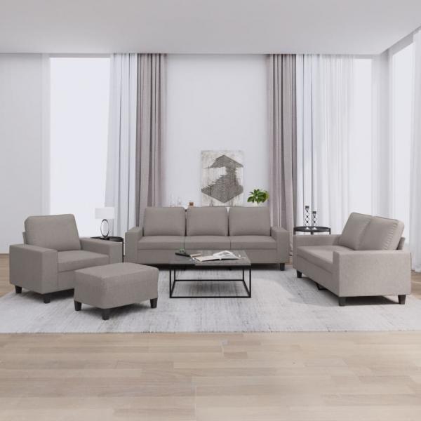 ARDEBO.de - 4-tlg. Sofagarnitur Taupe Stoff