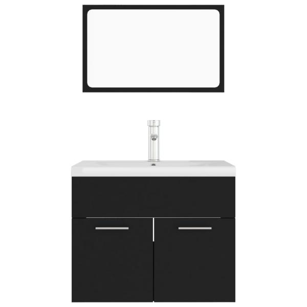 Badmöbel-Set Schwarz Holzwerkstoff