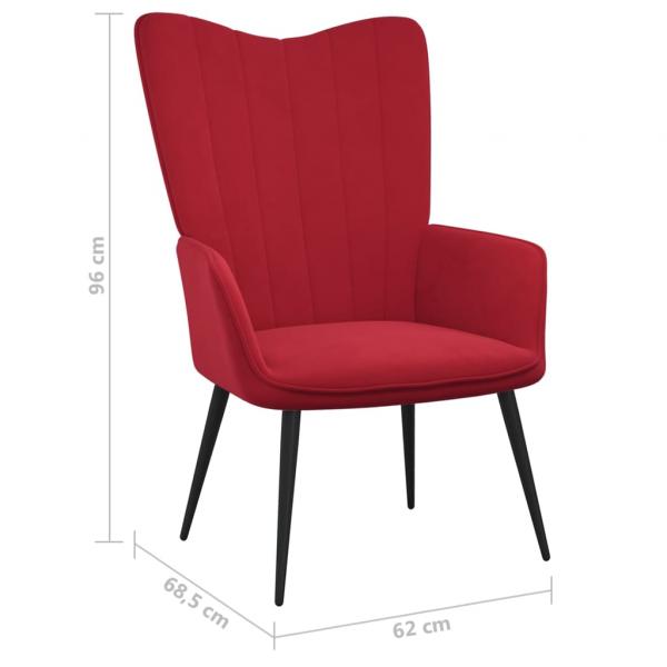Relaxsessel mit Hocker Weinrot Samt