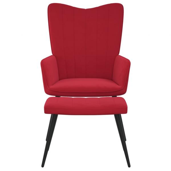 Relaxsessel mit Hocker Weinrot Samt