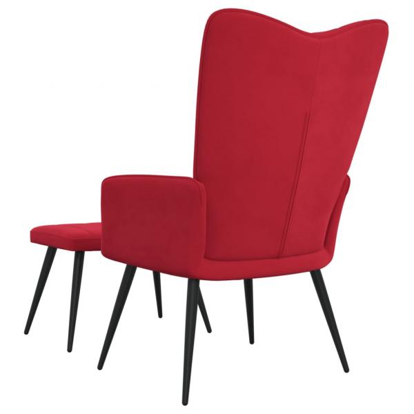 Relaxsessel mit Hocker Weinrot Samt