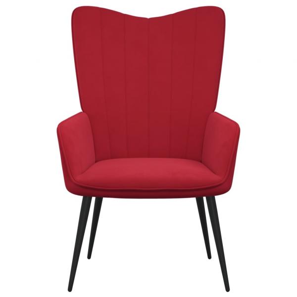 Relaxsessel mit Hocker Weinrot Samt