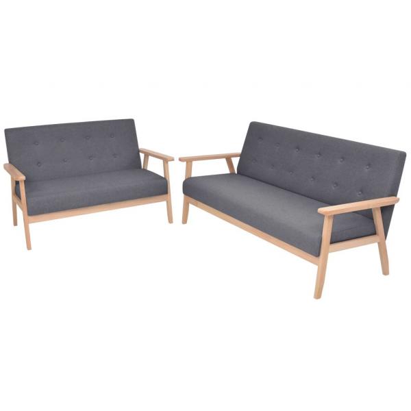 ARDEBO.de - Sofa-Set 2-tlg. Stoff Dunkelgrau
