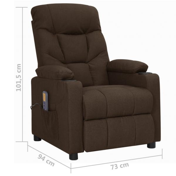 Massagesessel mit Aufstehhilfe Dunkelbraun Stoff