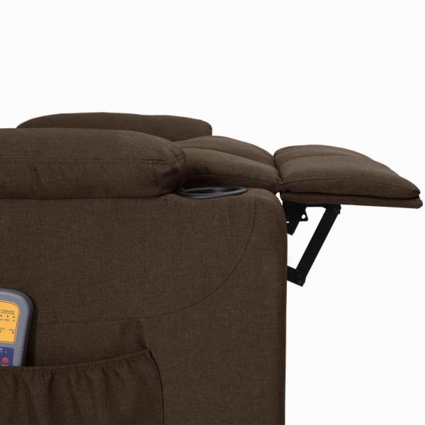 Massagesessel mit Aufstehhilfe Dunkelbraun Stoff