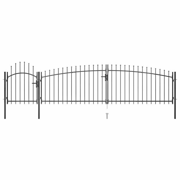 Gartentor mit Speerspitzen 5x1,5 m Schwarz