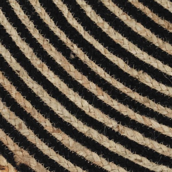 Teppich Handgefertigt Jute mit Spiralen-Design Schwarz 150 cm