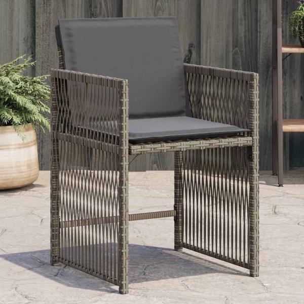 ARDEBO.de - Gartenstühle mit Kissen 4 Stk. Grau Poly Rattan