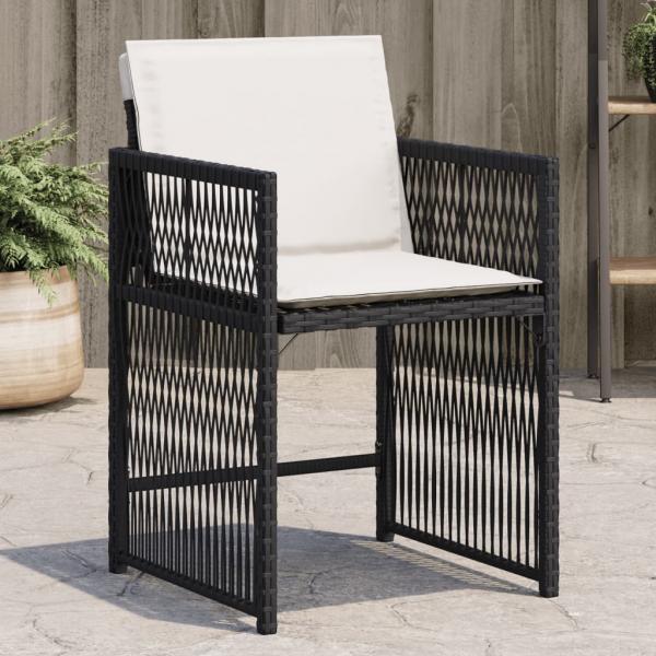 ARDEBO.de - Gartenstühle mit Kissen 4 Stk. Schwarz Poly Rattan