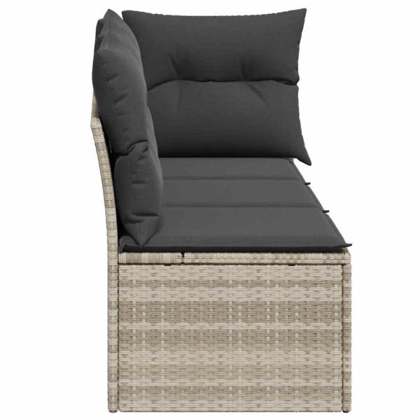 Gartensofa mit Kissen 3-Sitzer Hellgrau Poly Rattan