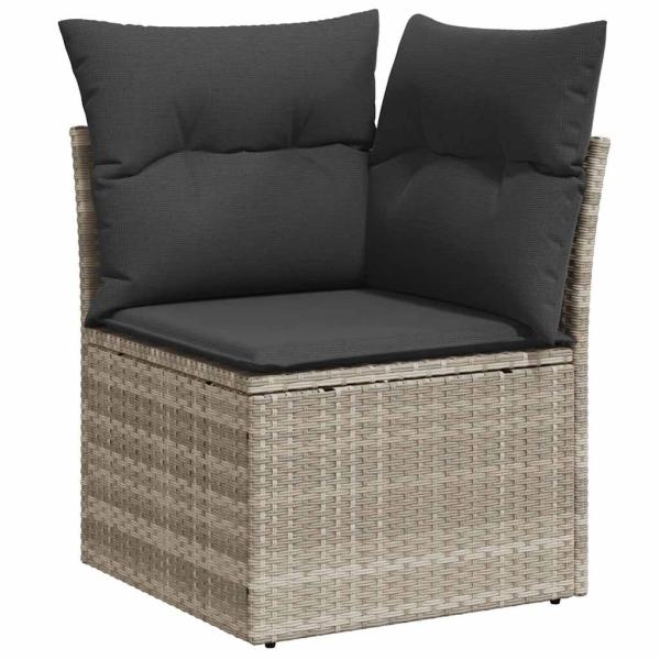 ARDEBO.de - 7-tlg. Garten-Sofagarnitur mit Kissen Hellgrau Poly Rattan