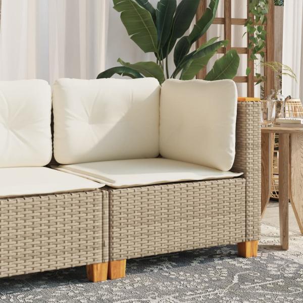 ARDEBO.de - Garten-Ecksofa mit Kissen Beige Poly Rattan