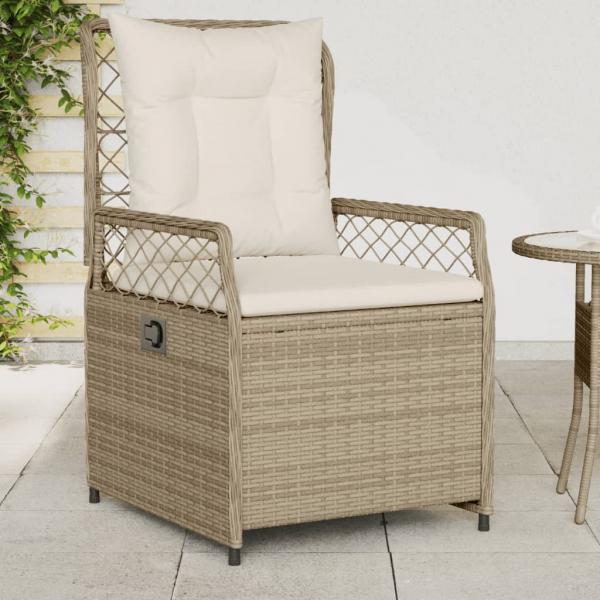 ARDEBO.de - Gartensessel 2 Stk. Verstellbar Beige Poly Rattan