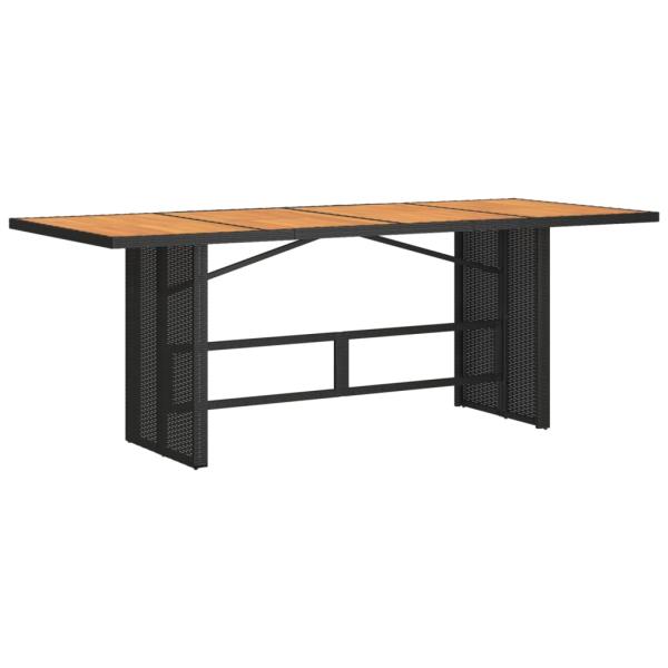 ARDEBO.de - Gartentisch mit Holzplatte Schwarz 190x80x75 cm Poly Rattan