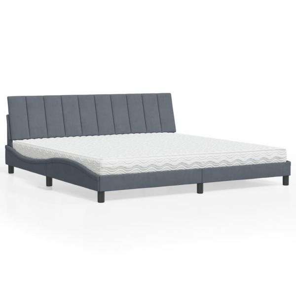 ARDEBO.de - Bett mit Matratze Dunkelgrau 200x200 cm Samt