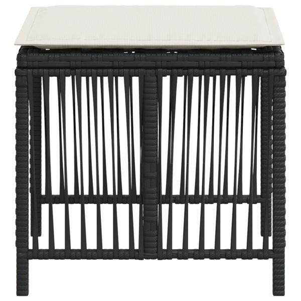 Gartenhocker mit Kissen 4 Stk. Schwarz 41x41x36 cm Poly Rattan